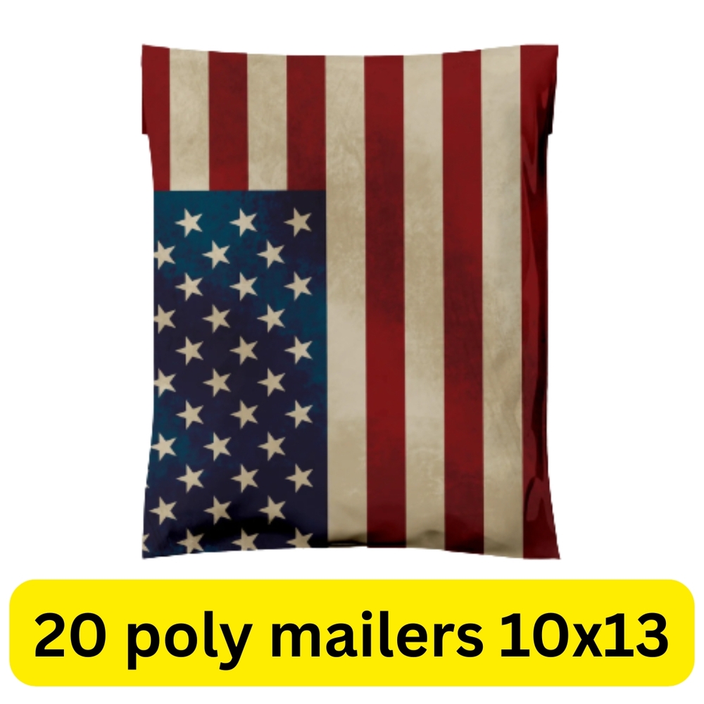 20 American Flag Poly Mailers 10x13